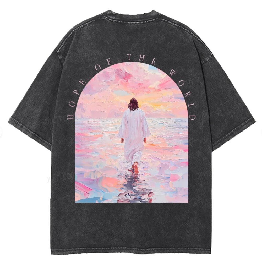 NEW Hope Of The World Double Sided Unisex Washed Christian T-shirt
